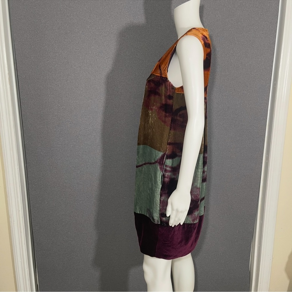 Etro Orange and Purple abstract Sleeveless velvet Mini Dress - Picture 10 of 12